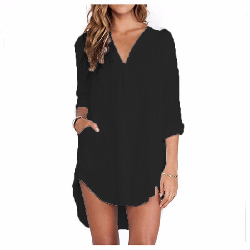 Zanzea Blusas Femininas 2018 Sexy Women See Through Chiffon Shirts Long Sleeve Pocket Casual Blouse Tops Plus Size XS-6XL Image 9
